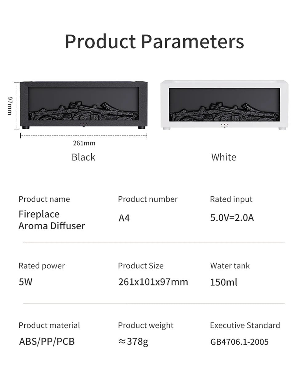 Aromaterapi Luftfuktare med Flammeffekt – LED & Fjärrkontroll
